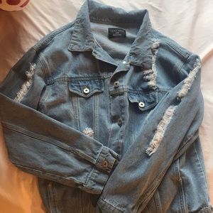 Light wash ripped jean jacket
